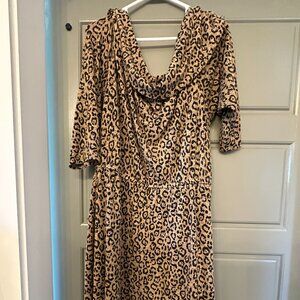 Layne Bryant Off sholder 22/24 Leopard Print Sweater Dress